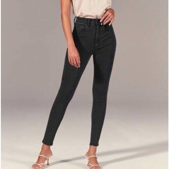 Abercrombie & Fitch Jeans WMNS 28/6R Black Wash Denim The Super Skinny High Rise - Picture 1 of 10